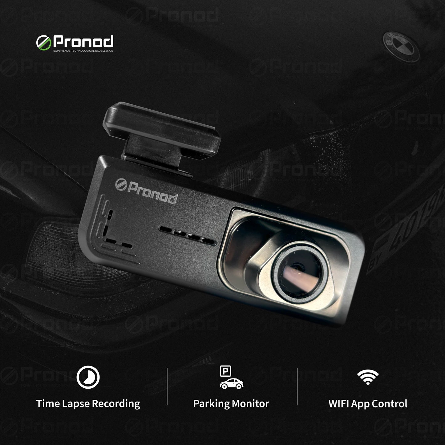 WiFi Dash Camera 2K Front & 1K Rear | Super Night Vision | WiFi Control | 512GB SD Card Support | Free Hard Wire Kit | with Screen | Free Easy DIY Satup
