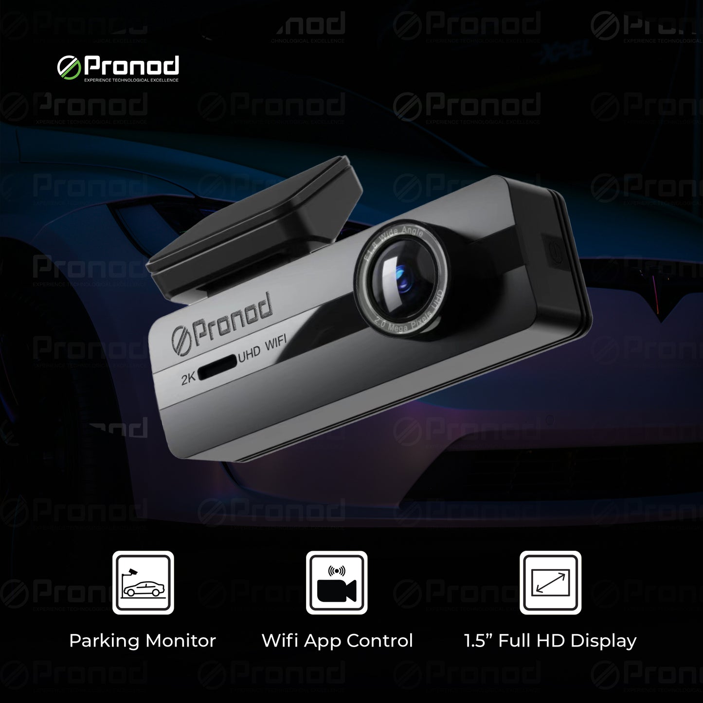 WiFi Dashcam for Car | G-Sensor | Parking Monitor | Loop Recording | Starlight Night Vision | Supports up to 128GB SD Card | USB Wire Kit | Free Easy DIY Satup