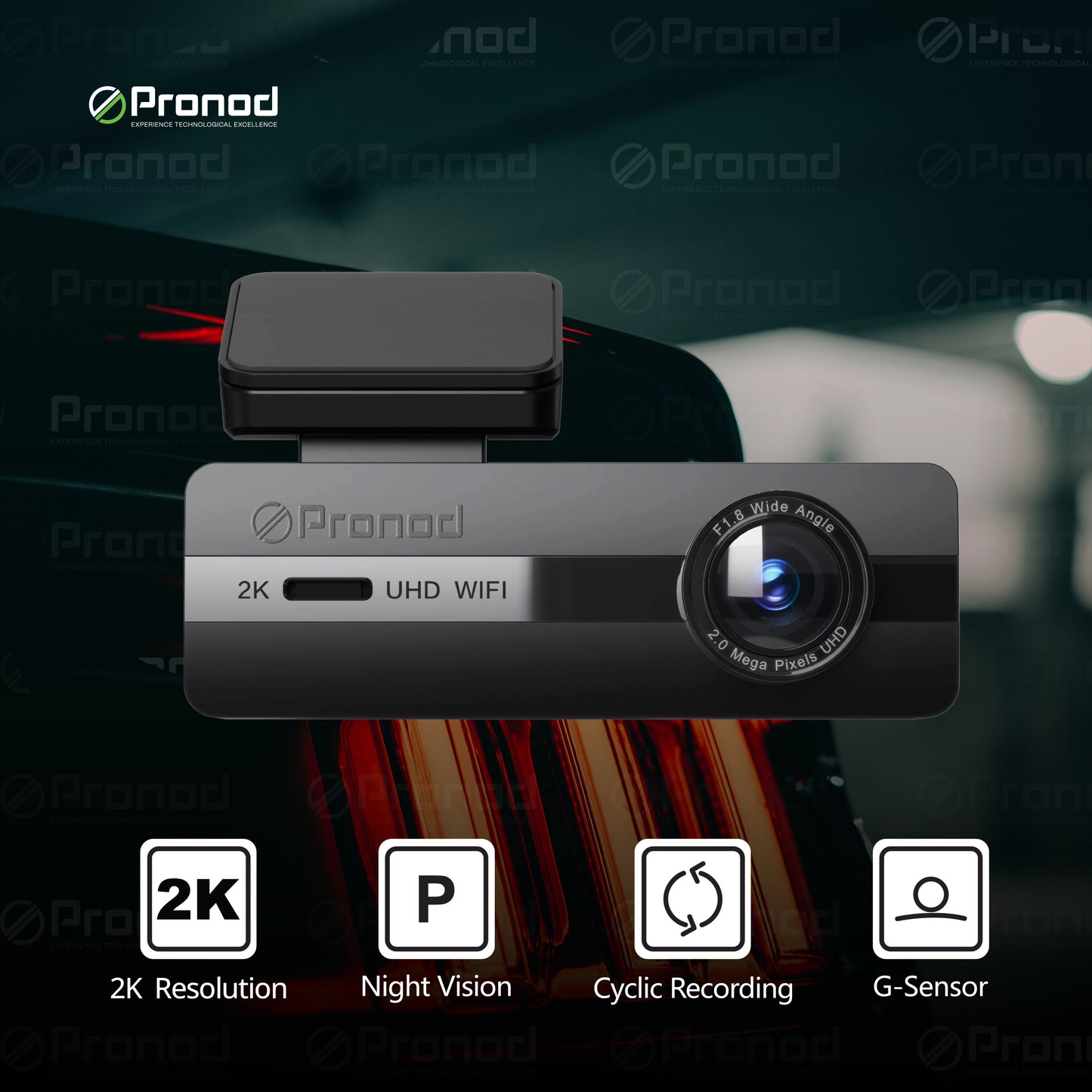 WiFi Dashcam for Car | G-Sensor | Parking Monitor | Loop Recording | Starlight Night Vision | Supports up to 128GB SD Card | USB Wire Kit | Free Easy DIY Satup