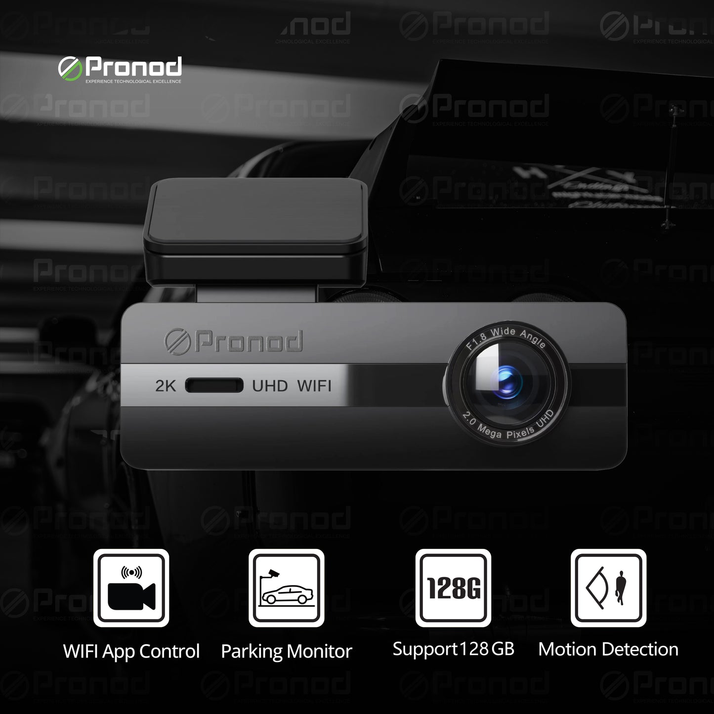 WiFi Dashcam for Car | G-Sensor | Parking Monitor | Loop Recording | Starlight Night Vision | Supports up to 128GB SD Card | USB Wire Kit | Free Easy DIY Satup