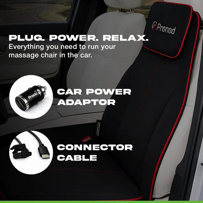 Pronod Portable Ergonomic Massage Office Chair Cushion for Car & Seat, Lumbar Support, Breathable Fabric, Adjustable Recline, Built-in Massage for Back, Neck & Waist – Home, Office & Car Use