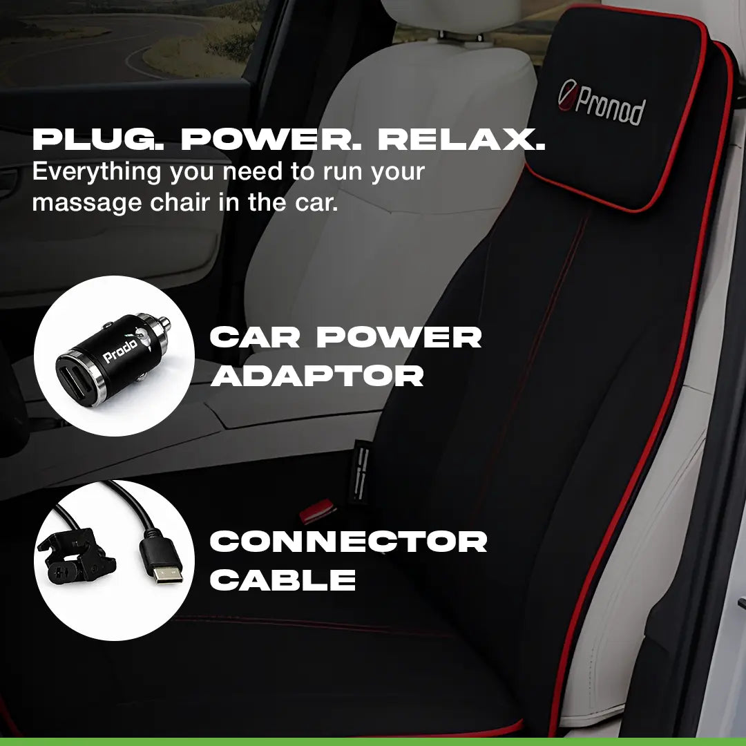 Pronod Portable Ergonomic Massage Office Chair Cushion for Car & Seat, Lumbar Support, Breathable Fabric, Adjustable Recline, Built-in Massage for Back, Neck & Waist – Home, Office & Car Use