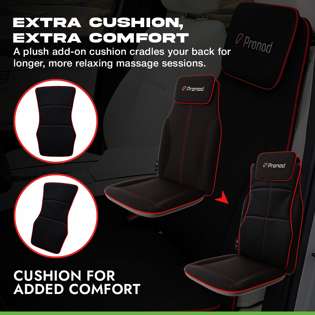 Pronod Portable Ergonomic Massage Office Chair Cushion for Car & Seat, Lumbar Support, Breathable Fabric, Adjustable Recline, Built-in Massage for Back, Neck & Waist – Home, Office & Car Use