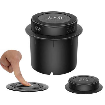 PRONOD Embedded 3-in-1 Wireless Charger for Desk, Fast Charging for iPhone, Smartphone, Smartwatch & Earbuds, Built-in Table Mount Wireless Charging Pad with USB Fast Charge Port for Office & Home