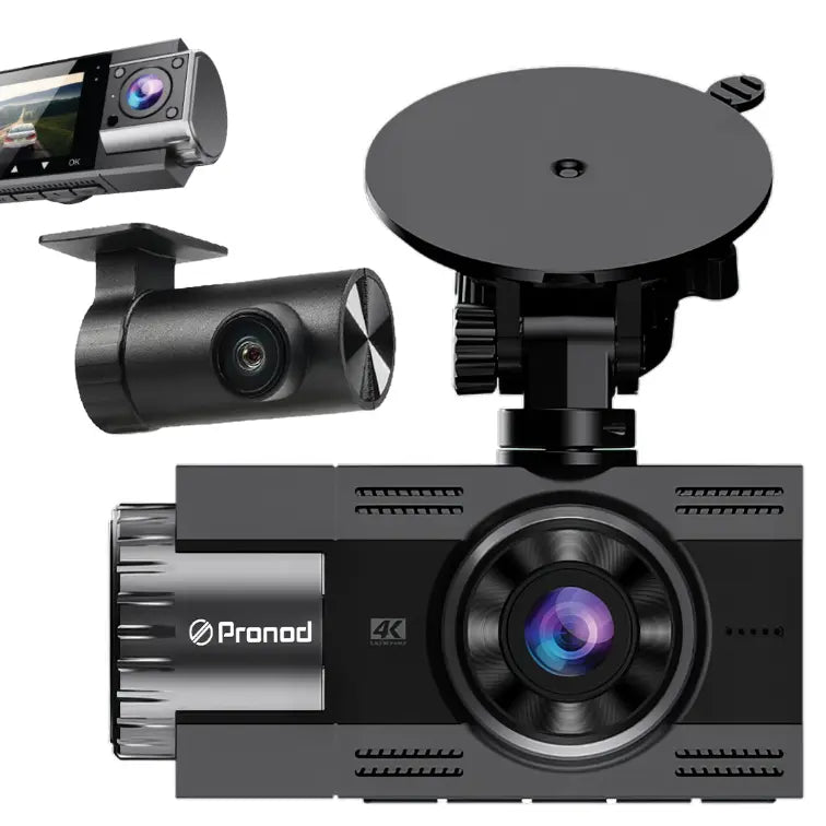 Pronod Pro Trio Cam 6K Triple Dash Cam for Car, Front 4K + Cabin 1K + Rear 1K Recording, AI License Plate Recognition, IR Night Vision, 185° Wide Angle, WiFi, Parking Monitor, 256GB