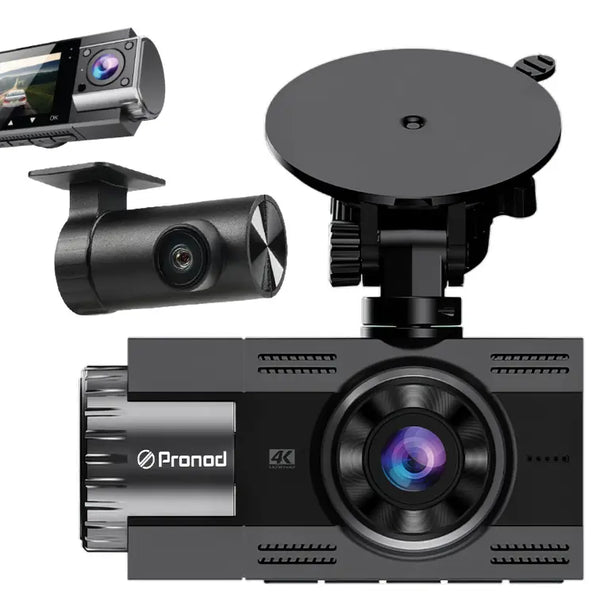 Pronod Pro Trio Cam 6K Triple Dash Cam for Car, Front 4K + Cabin 1K + Rear 1K Recording, AI License Plate Recognition, IR Night Vision, 185° Wide Angle, WiFi, Parking Monitor, 256GB
