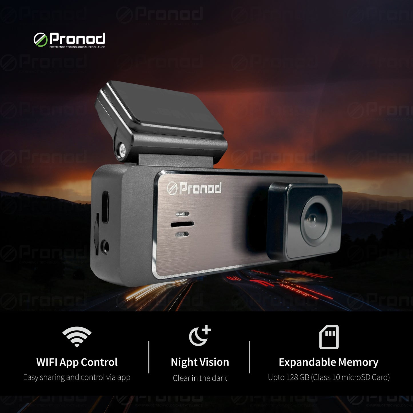 3" Touch Screen WiFi Dash Camera with Front and Back Recording