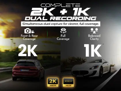 PRONOD WiFi Hidden Dashcam for Cars | 2K Front & 1K Rear Dual Camera | Night Vision | 24H Parking Mode | G-Sensor | Loop Recording | App Control