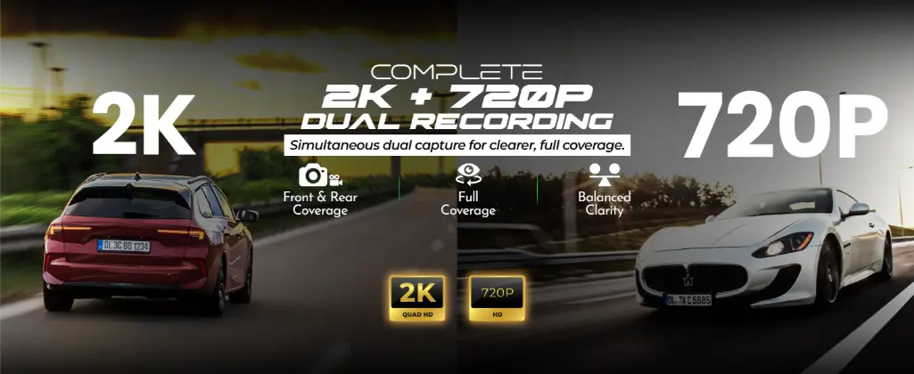 PRONOD Dash Cam for Car Front and Rear | Dashcam for Car with Mic | AI Voice Control, ADAS, Sensor, GPS Tracking, WiFi App, 24H Parking Mode, Supports 512GB (Pro_5GP)