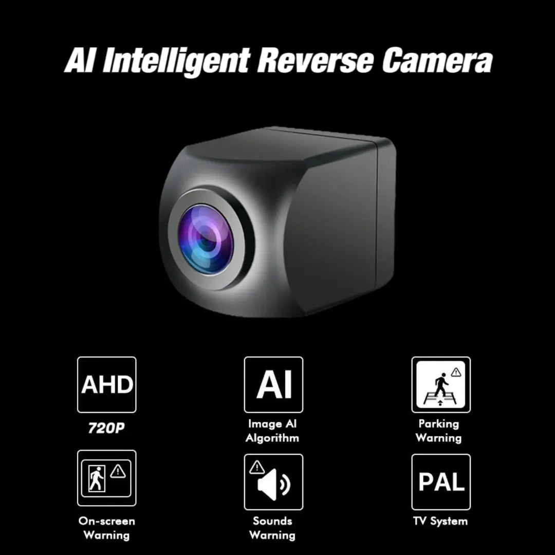 PRONOD AI Reverse Car Camera 720P AHD with BSD Detection, Rear View Backup Camera, Parking Assist with Buzzer Warning, Night Vision & Waterproof Reversing Camera