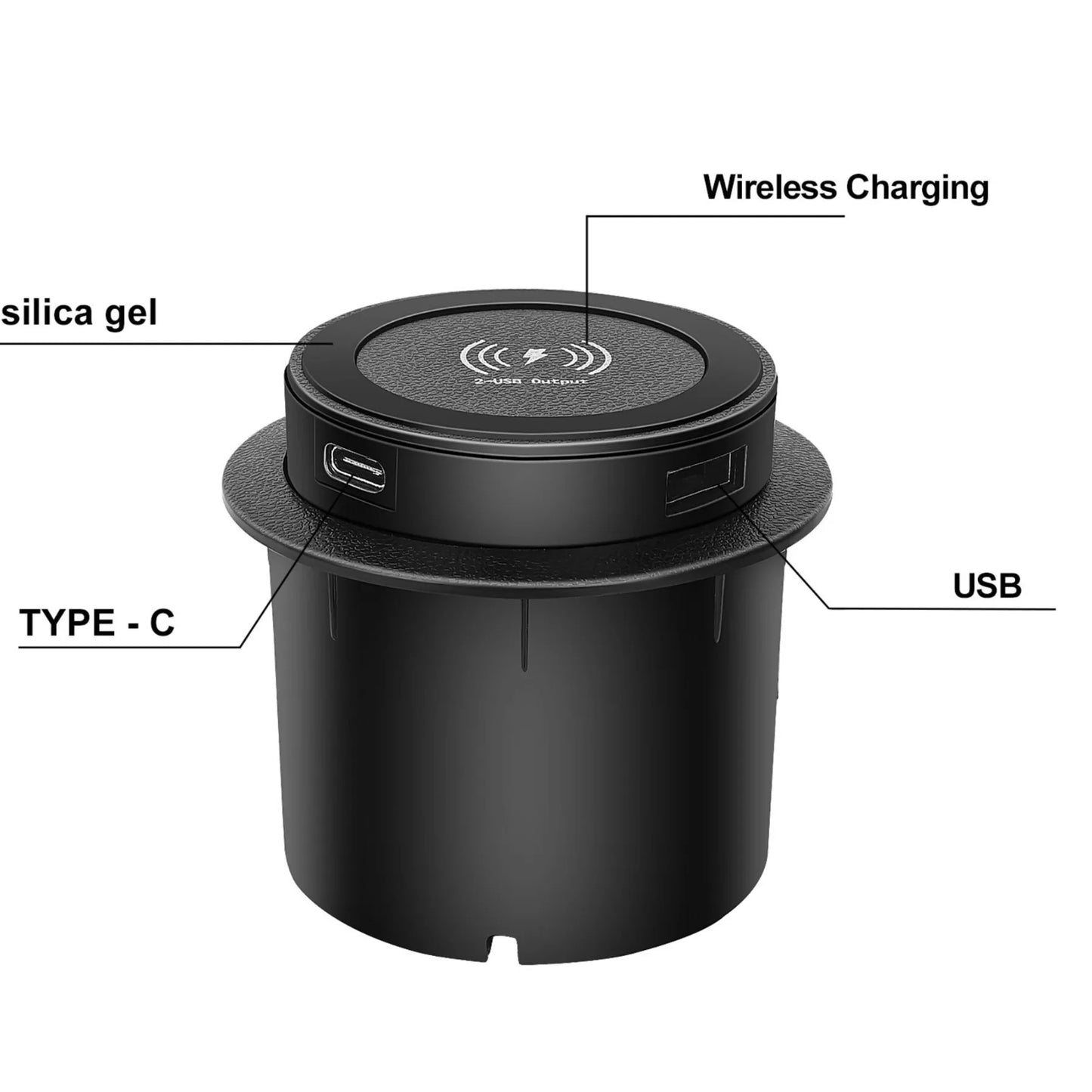 PRONOD Embedded 3-in-1 Wireless Charger for Desk, Fast Charging for iPhone, Smartphone, Smartwatch & Earbuds, Built-in Table Mount Wireless Charging Pad with USB Fast Charge Port for Office & Home