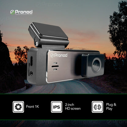 3" Touch Screen WiFi Dash Camera with Front and Back Recording