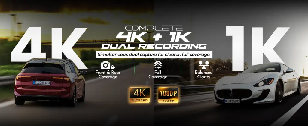 PRONOD Dual Dash Cam for Car Front and Rear 4K + 1K | 3.18" IPS Touch Screen Car Dash Camera with ADAS, GPS, Night Vision, WiFi App Control | G-Sensor, 24H Parking Mode, Supports 512GB