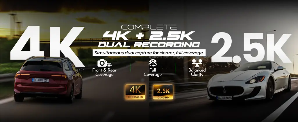 PRONOD 4K+2.5K Dash Cam for Car Front and Rear | Dashcam for Car with Mic, 3" Touch Screen, ADAS, GPS Tracking, Night Vision, WiFi App Control, 24H Parking Mode, Supports 512GB | Free Hardwire Kit