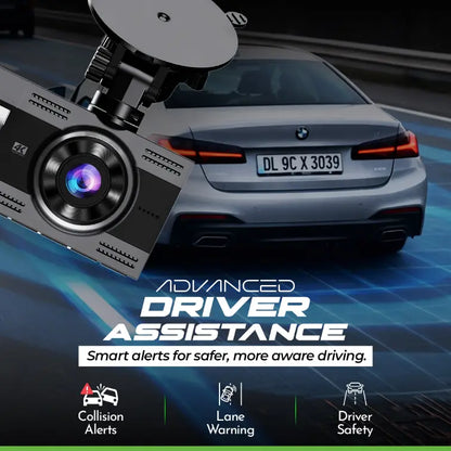 Pronod Pro Trio Cam 6K Triple Dash Cam for Car, Front 4K + Cabin 1K + Rear 1K Recording, AI License Plate Recognition, IR Night Vision, 185° Wide Angle, WiFi, Parking Monitor, 256GB