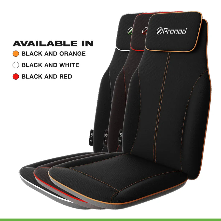 Pronod Portable Ergonomic Massage Office Chair Cushion for Car & Seat, Lumbar Support, Breathable Fabric, Adjustable Recline, Built-in Massage for Back, Neck & Waist – Home, Office & Car Use