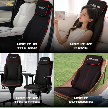 Pronod Portable Ergonomic Massage Office Chair Cushion for Car & Seat, Lumbar Support, Breathable Fabric, Adjustable Recline, Built-in Massage for Back, Neck & Waist – Home, Office & Car Use