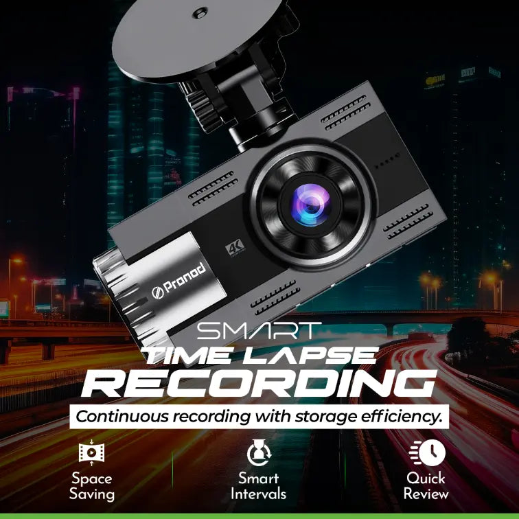 Pronod Pro Trio Cam 6K Triple Dash Cam for Car, Front 4K + Cabin 1K + Rear 1K Recording, AI License Plate Recognition, IR Night Vision, 185° Wide Angle, WiFi, Parking Monitor, 256GB