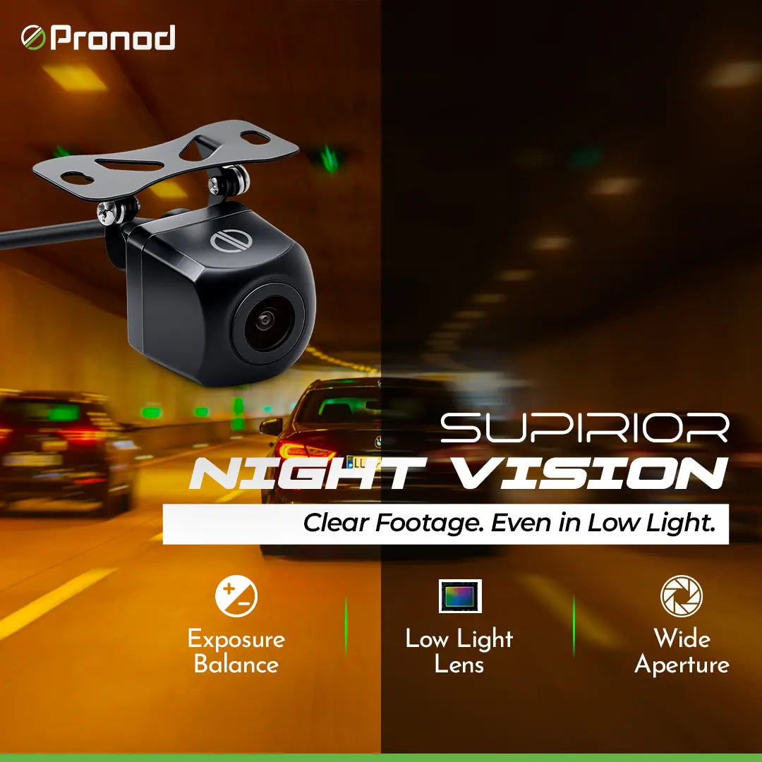 PRONOD AI Reverse Car Camera 720P AHD with BSD Detection, Rear View Backup Camera, Parking Assist with Buzzer Warning, Night Vision & Waterproof Reversing Camera