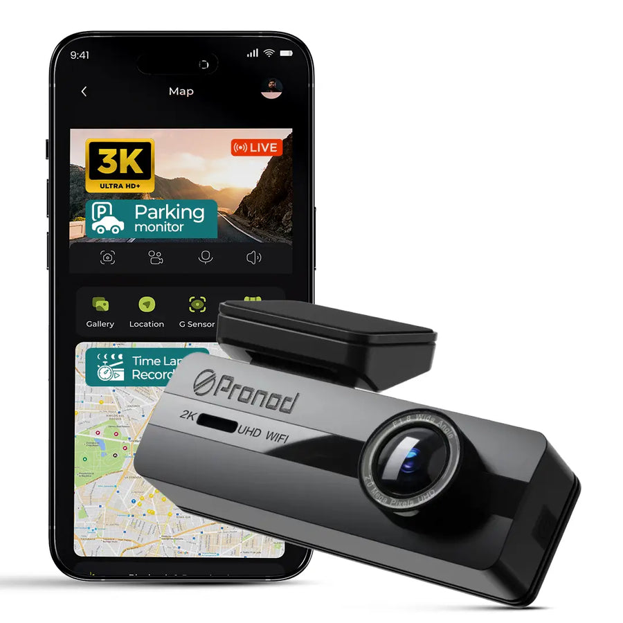 PRONOD 2K UHD Dash Cam for Cars with WiFi App Control, 1.5” Display, Night Vision, Parking Monitor, Motion Detection, G-Sensor & Loop Recording, Supports 128GB SD Card – Car Dashboard Camera