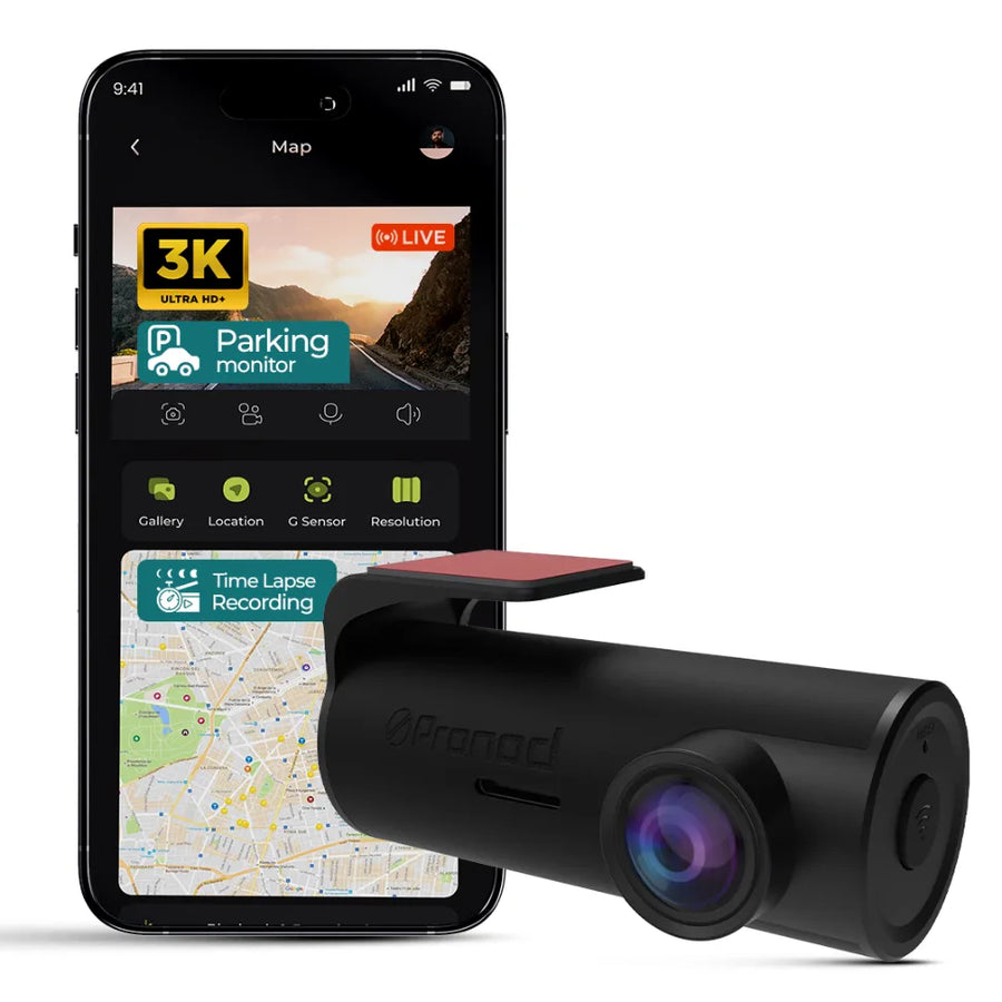 PRONOD PRO Z-2K Dash Cam for Car Front Only | 360° Rotatable Dashcam for Car with Mic | Night Vision, WiFi App Control, G-Sensor | 24H Parking Mode, Supports 128GB | Free Hardwire Kit