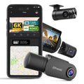 PRONOD 6K Triple Dash Cam for Car Front and Rear | Dashcam for Car with Mic | AI Voice Control, ADAS, 2.45" Display, Sony Starvis 2 Sensor, GPS Tracking, WiFi App, 24H Parking Mode, Supports 512GB