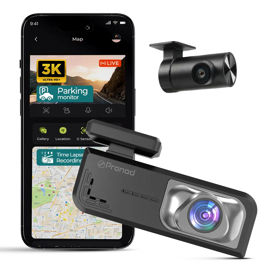 PRONOD Dashcam for Car | 1.5” Screen Night Vision, WiFi & App Control | G-Sensor, 24/7 Parking Mode, Loop Recording, Time-Lapse | Built-in Mic, 170° Wide Angle | Supports 512GB | Free Hardwire Kit