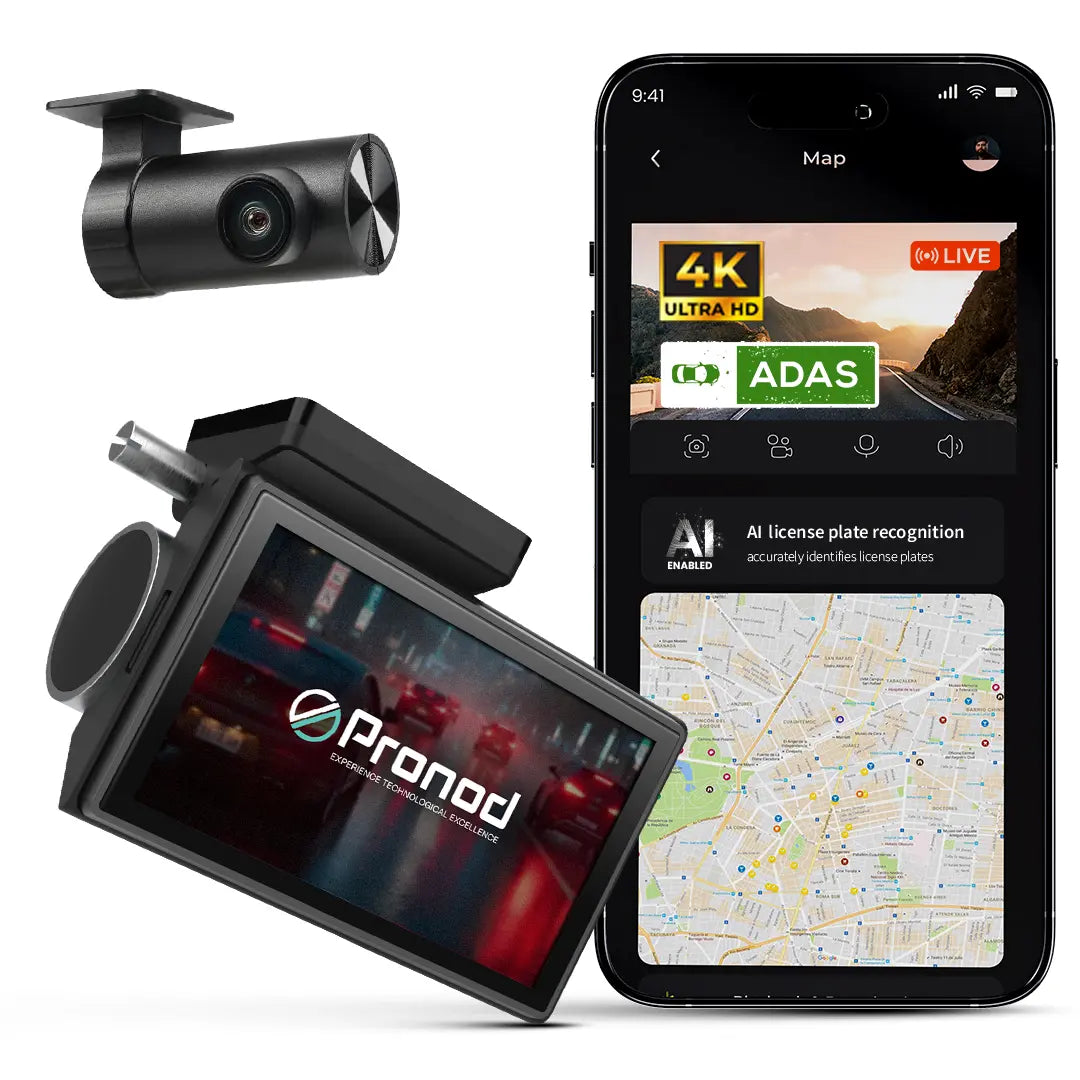 PRONOD 4K+2.5K Dash Cam for Car Front and Rear | Dashcam for Car with Mic, 3" Touch Screen, ADAS, GPS Tracking, Night Vision, WiFi App Control, 24H Parking Mode, Supports 512GB | Free Hardwire Kit