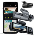 PRONOD 4K 3 Channel Dash Cam for Car Front, Rear & Cabin | UHD Dashcam with GPS, WiFi App Control & Night Vision | 3.2” IPS Screen, Built-in Mic, 24H Parking Monitor | Supports 512GB