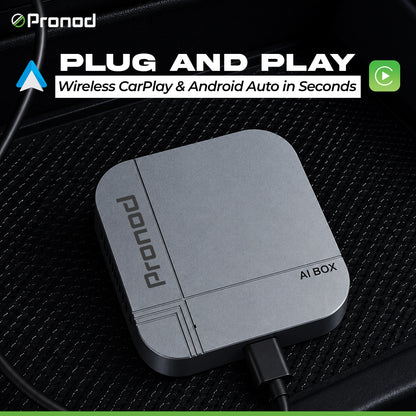 PRONOD AI Box Blaze Edition Wireless CarPlay Adapter | Android 13 Multimedia Box | Quad-Core Processor | 4GB RAM + 32GB Storage | YouTube, Netflix & Hotstar | Plug & Play