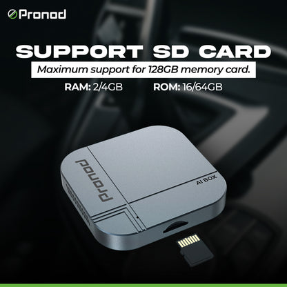 PRONOD AI Box Blaze Edition Wireless CarPlay Adapter | Android 13 Multimedia Box | Quad-Core Processor | 4GB RAM + 32GB Storage | YouTube, Netflix & Hotstar | Plug & Play