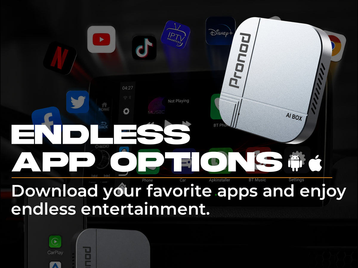 PRONOD AI Box Blaze Edition Wireless CarPlay Adapter | Android 13 Multimedia Box | Quad-Core Processor | 4GB RAM + 32GB Storage | YouTube, Netflix & Hotstar | Plug & Play