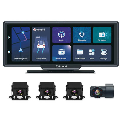 PRONOD BSD-4G 4-Channel 4G Bus DVR Camera System with 10.26" IPS Display, 4×720P Cameras, GPS Tracking, WiFi App Control, 512GB Support, 24H Parking Monitor & ADAS