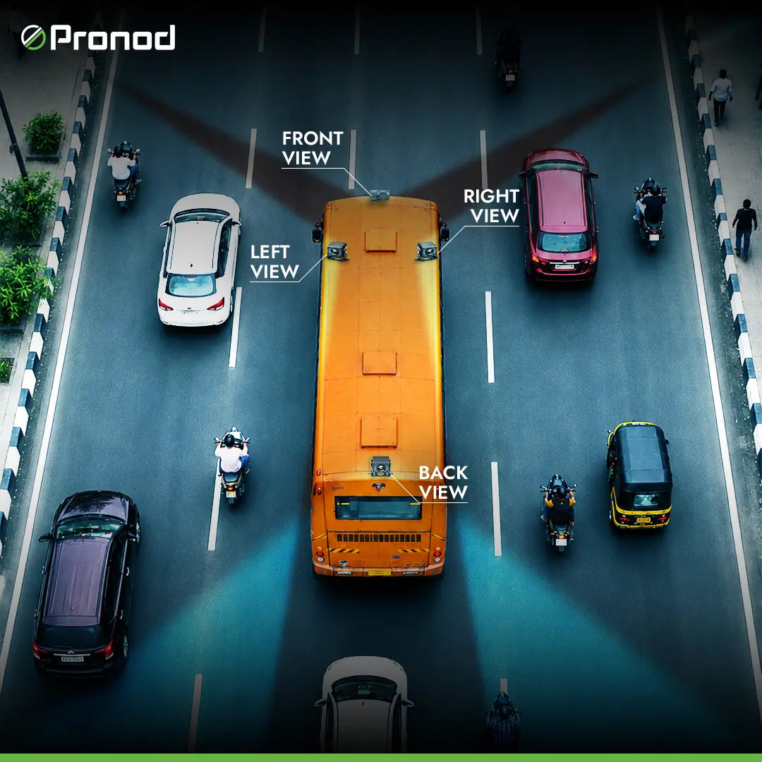 PRONOD BSD-4G 4-Channel 4G Bus DVR Camera System with 10.26" IPS Display, 4×720P Cameras, GPS Tracking, WiFi App Control, 512GB Support, 24H Parking Monitor & ADAS