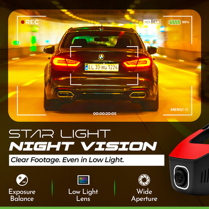 PRONOD WiFi Hidden Dashcam for Cars | 2K Front & 1K Rear Dual Camera | Night Vision | 24H Parking Mode | G-Sensor | Loop Recording | App Control