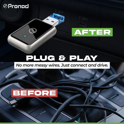 PRONOD NITRO Wireless CarPlay & Android Auto Adapter | Plug & Play | Bluetooth 5.4 + 5GHz Wi-Fi | Auto Reconnect | Supports iPhone (iOS 10+) & Android (Android 11+) | USB & Type-C Compatible