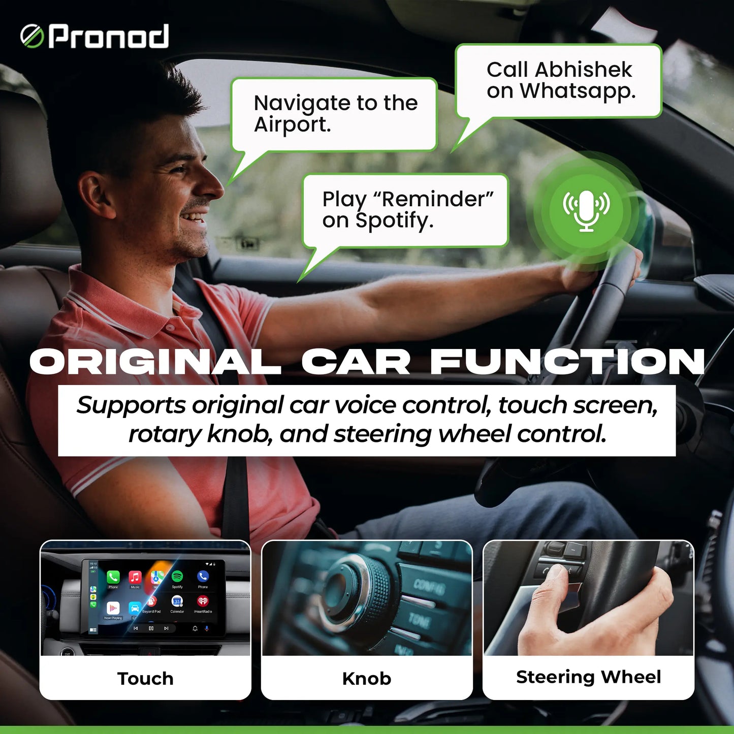 PRONOD NITRO Wireless CarPlay & Android Auto Adapter | Plug & Play | Bluetooth 5.4 + 5GHz Wi-Fi | Auto Reconnect | Supports iPhone (iOS 10+) & Android (Android 11+) | USB & Type-C Compatible