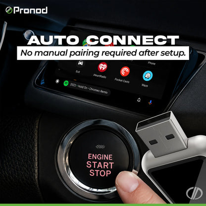 PRONOD NITRO Wireless CarPlay & Android Auto Adapter | Plug & Play | Bluetooth 5.4 + 5GHz Wi-Fi | Auto Reconnect | Supports iPhone (iOS 10+) & Android (Android 11+) | USB & Type-C Compatible
