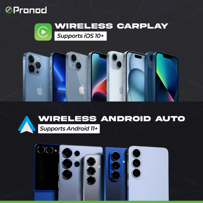 PRONOD NITRO Wireless CarPlay & Android Auto Adapter | Plug & Play | Bluetooth 5.4 + 5GHz Wi-Fi | Auto Reconnect | Supports iPhone (iOS 10+) & Android (Android 11+) | USB & Type-C Compatible