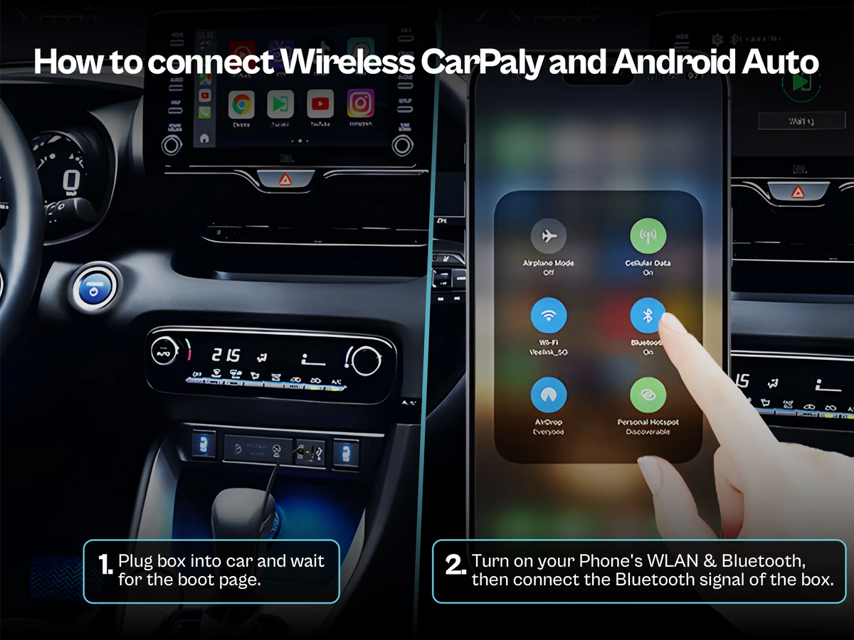 PRONOD AI Box Wireless Carplay Adapter | Stream YouTube, Netflix, Hotstar with Android Auto Wireless Adapter in Car Screen | Qualcomm Octacore, Android 13-4GB+64GB | Supports 4G Sim- Plug and Play