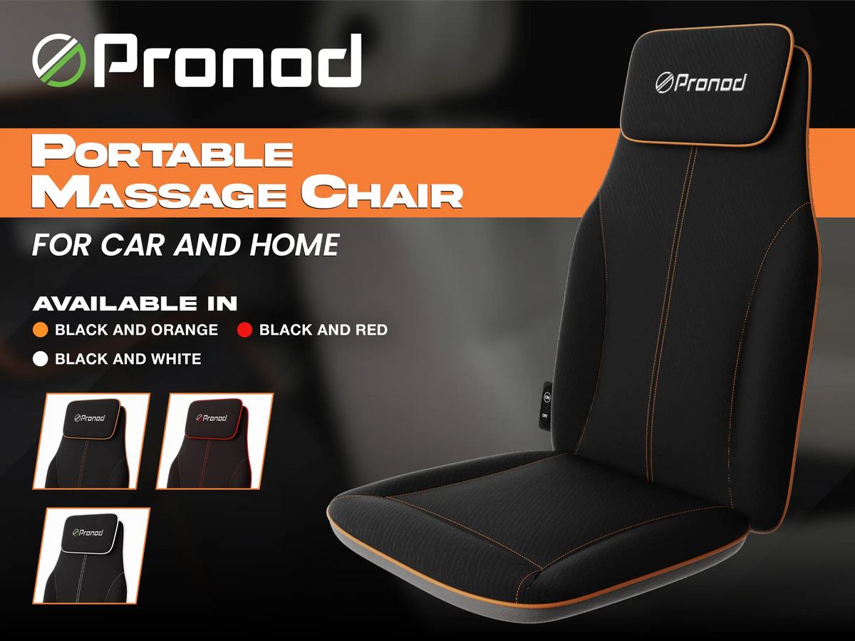 Pronod Portable Ergonomic Massage Office Chair Cushion for Car & Seat, Lumbar Support, Breathable Fabric, Adjustable Recline, Built-in Massage for Back, Neck & Waist – Home, Office & Car Use
