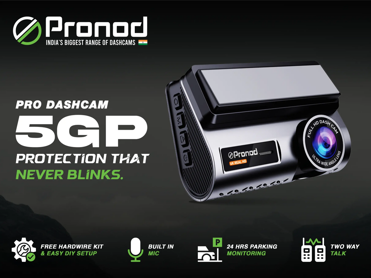 PRONOD Dash Cam for Car Front and Rear | Dashcam for Car with Mic | AI Voice Control, ADAS, Sensor, GPS Tracking, WiFi App, 24H Parking Mode, Supports 512GB (Pro_5GP)