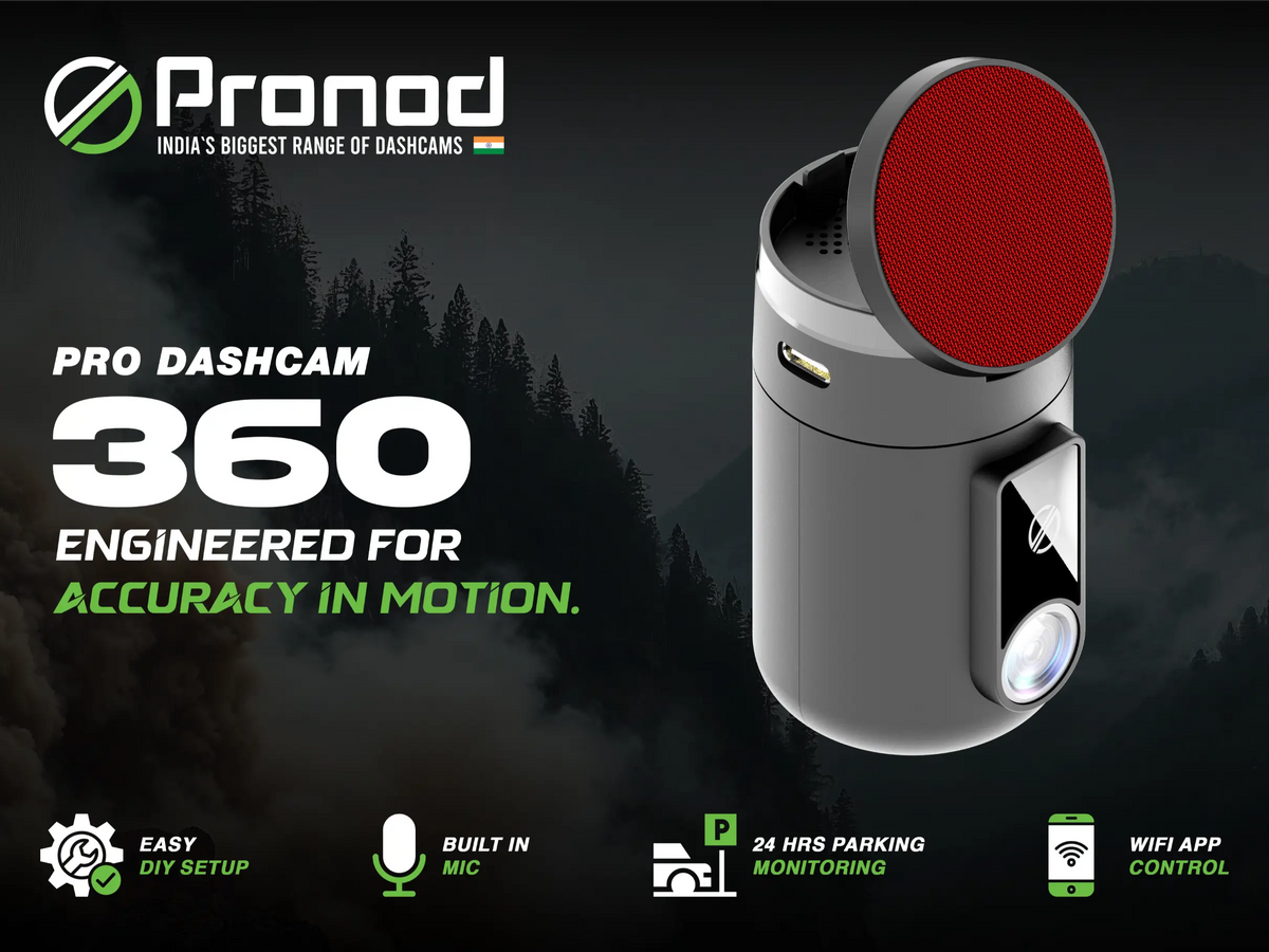 PRONOD 360° Rotatable Dash Cam for Car Front (1080P) | Dashcam for Car with Mic, 1080p Full HD Resolution, Night Vision, WiFi App and Voice Control, G-Sensor, Supports 128GB