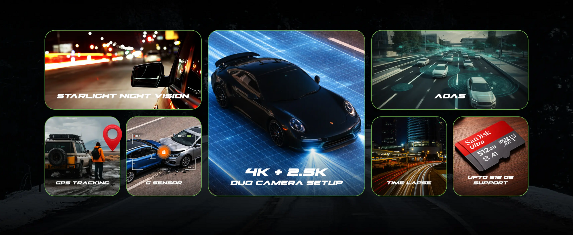 PRONOD 4K+2.5K Dash Cam for Car Front and Rear | Dashcam for Car with Mic, 3" Touch Screen, ADAS, GPS Tracking, Night Vision, WiFi App Control, 24H Parking Mode, Supports 512GB | Free Hardwire Kit