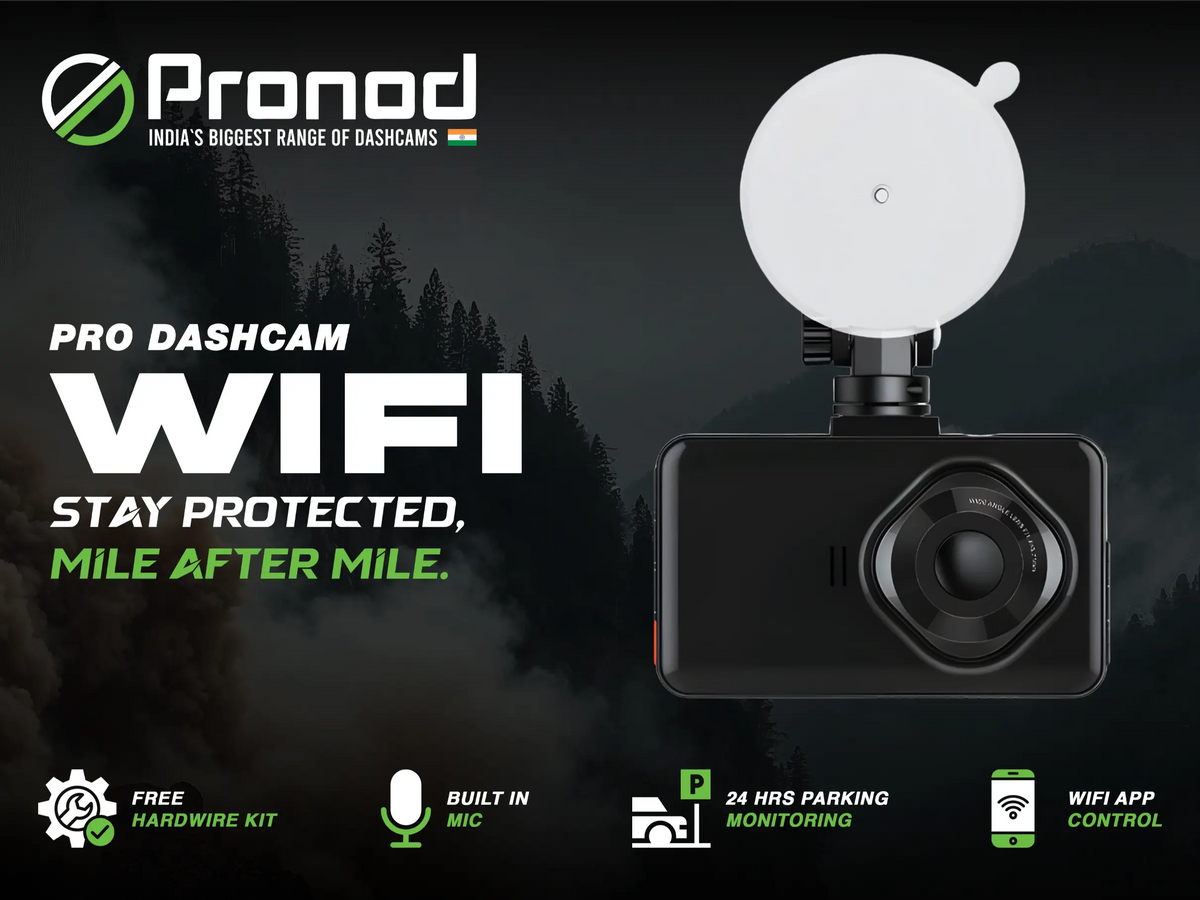 PRONOD 2K+1K Dash Cam for Car Front and Rear | Dashcam for Car with Mic, 3" Touch Screen, WiFi App Control, GPS Tracking, Night Vision, G-Sensor, 24H Parking Mode, Supports 128GB | Free Hardwire Kit