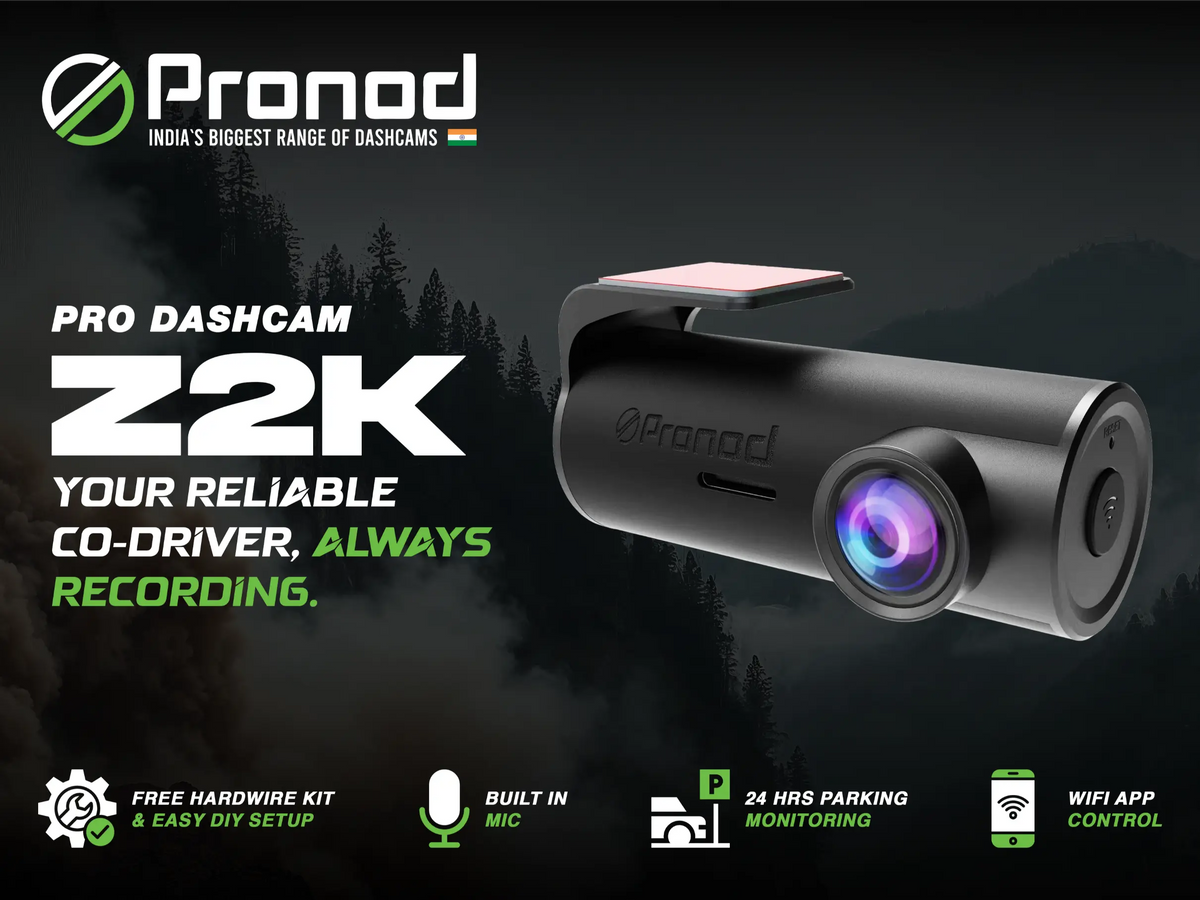PRONOD PRO Z-2K Dash Cam for Car Front Only | 360° Rotatable Dashcam for Car with Mic | Night Vision, WiFi App Control, G-Sensor | 24H Parking Mode, Supports 128GB | Free Hardwire Kit