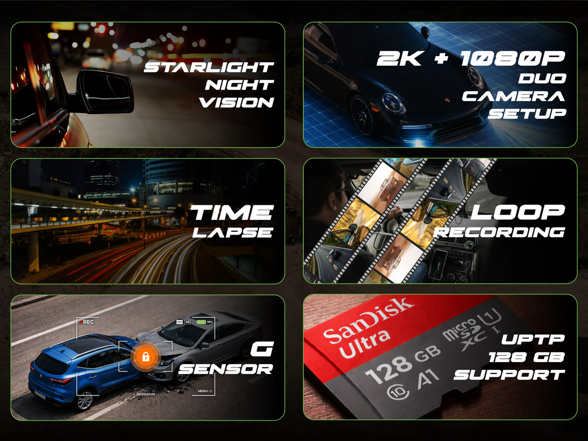 PRONOD WiFi Hidden Dashcam for Cars | 2K Front & 1K Rear Dual Camera | Night Vision | 24H Parking Mode | G-Sensor | Loop Recording | App Control