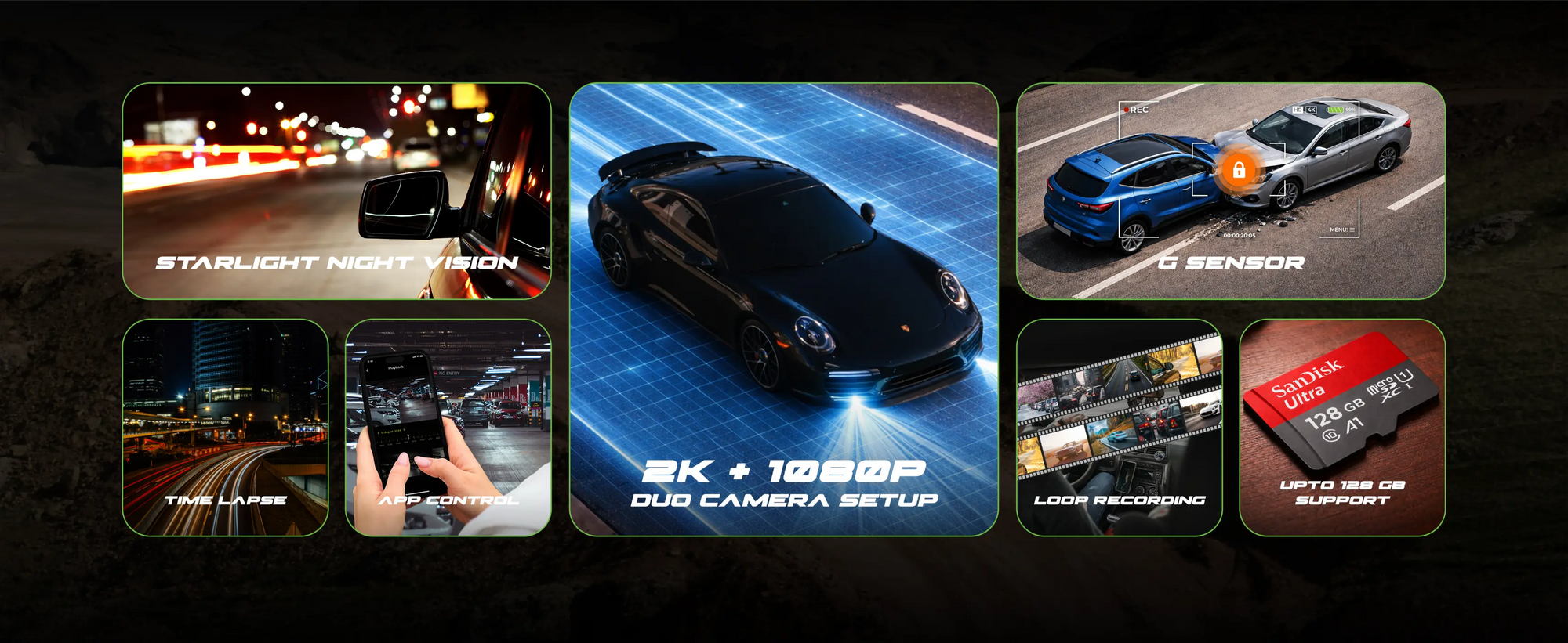 PRONOD WiFi Hidden Dashcam for Cars | 2K Front & 1K Rear Dual Camera | Night Vision | 24H Parking Mode | G-Sensor | Loop Recording | App Control