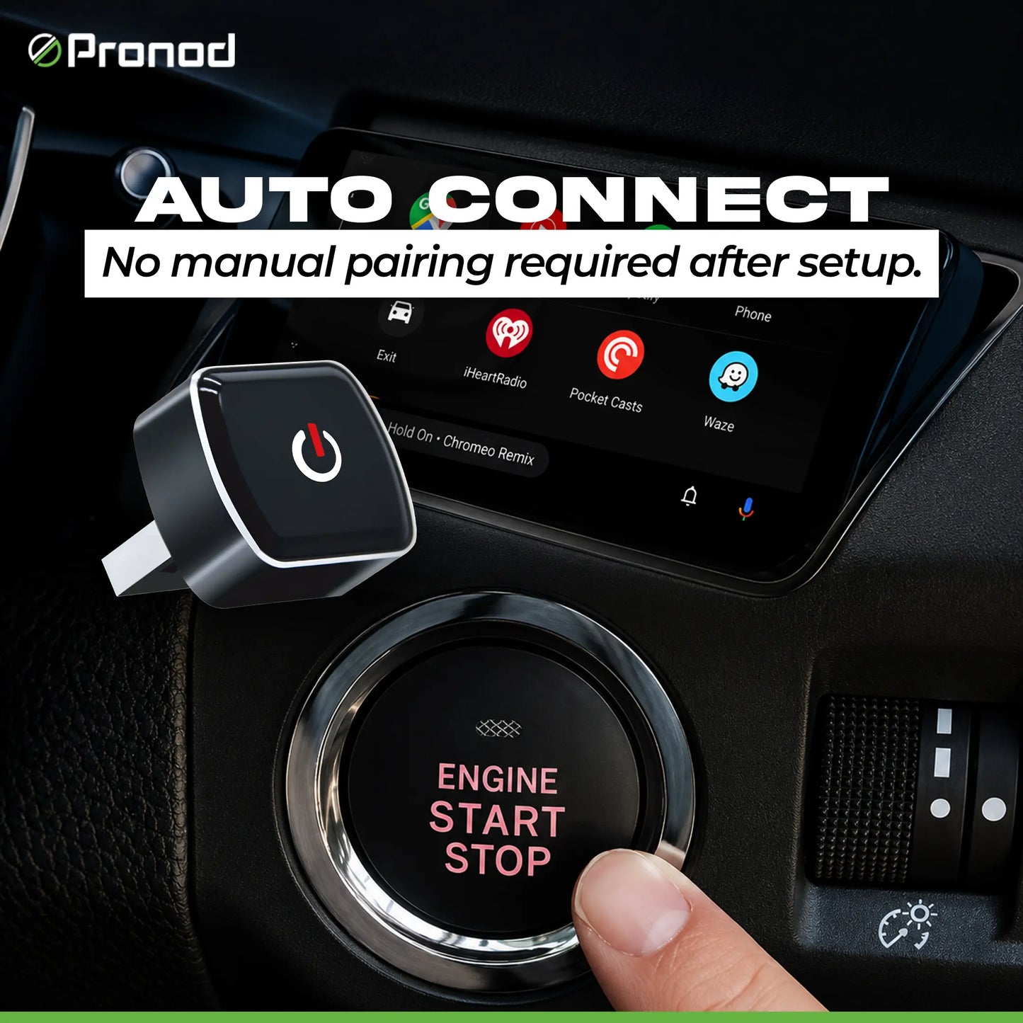 PRONOD Wireless CarPlay & Android Auto Adapter | Convert Factory Wired CarPlay to Wireless | Fast Bluetooth & 5GHz WiFi | Auto Reconnect | USB & Type-C | Plug & Play | Compatible with iPhone iOS