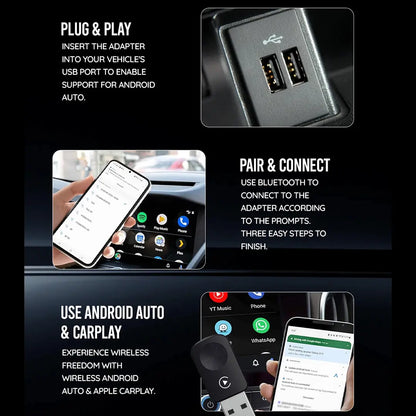 Pronod Wireless Carplay Adapter Revv Edition | Android Auto Wireless Adapter with USB A & USB C Support| Auto Connect & Stable Performance | OEM Control Compatible | 12 Months Warranty- Plug & Play